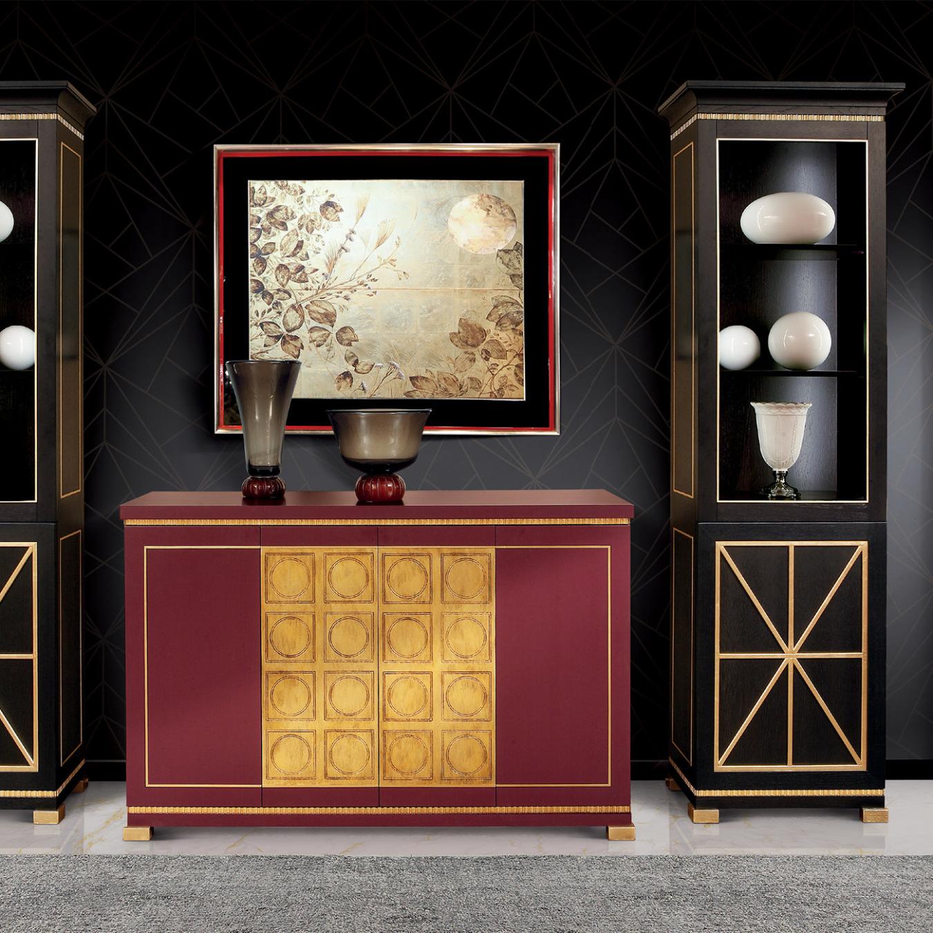 Gold Leaf Sideboard with Lacquered Panels