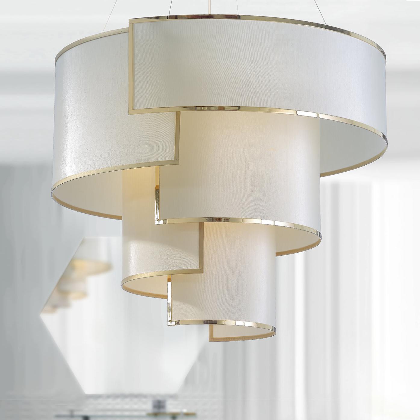 Antique Gold and Brass Ivory Shade Chandelier