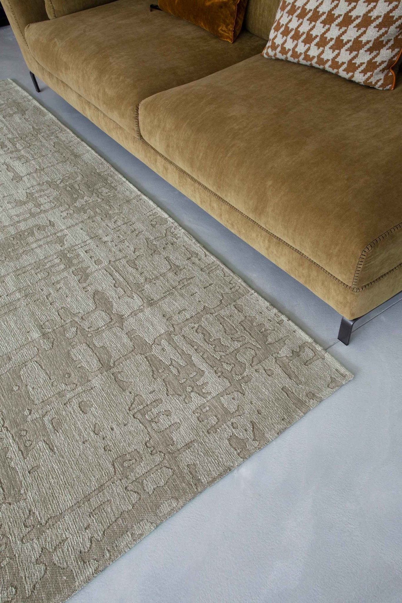 Abstract Beige Belgian Rug