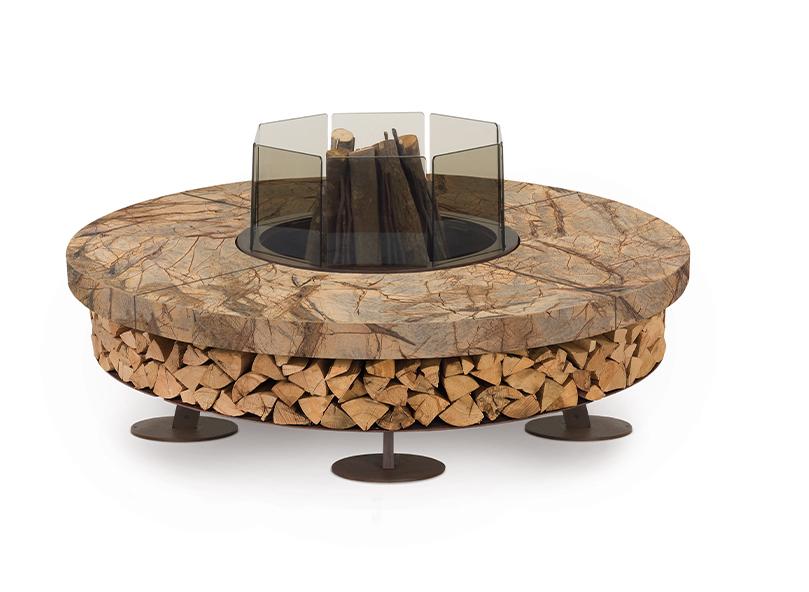 Ercole Marble Brown Outdoor Italian Fire Pit | Dimensions: Ø 150 cm