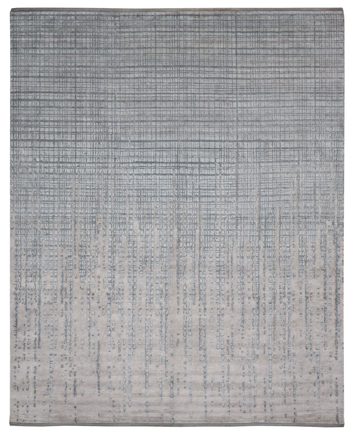 Hand-knotted Grid Grey Rug