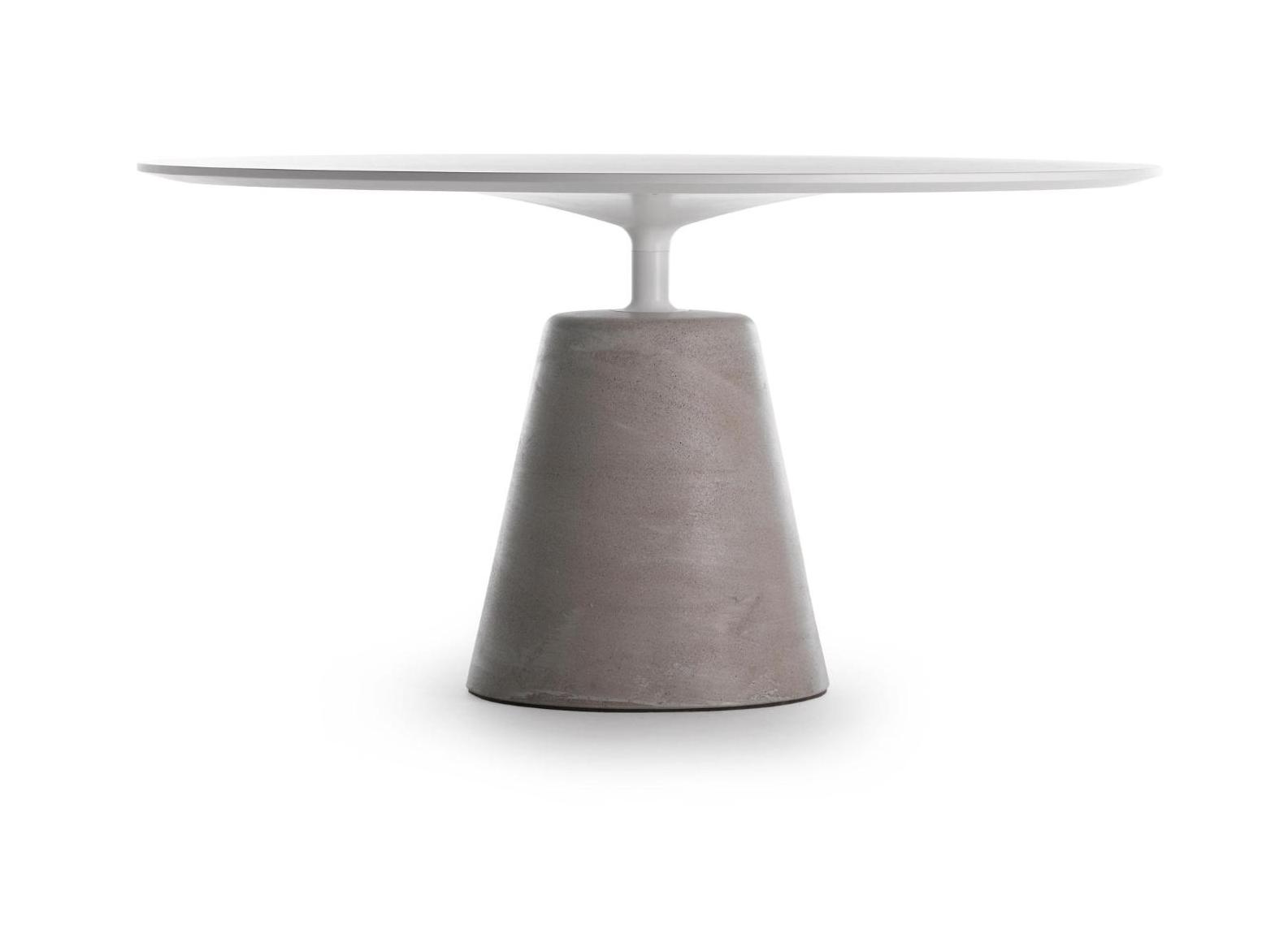 Rock Italian Indoor / Outdoor Table ☞ Structure: Cement Natural X080 ☞ Top: Matt Lacquered - White X042 ☞ Dimensions: Ø 120 cm