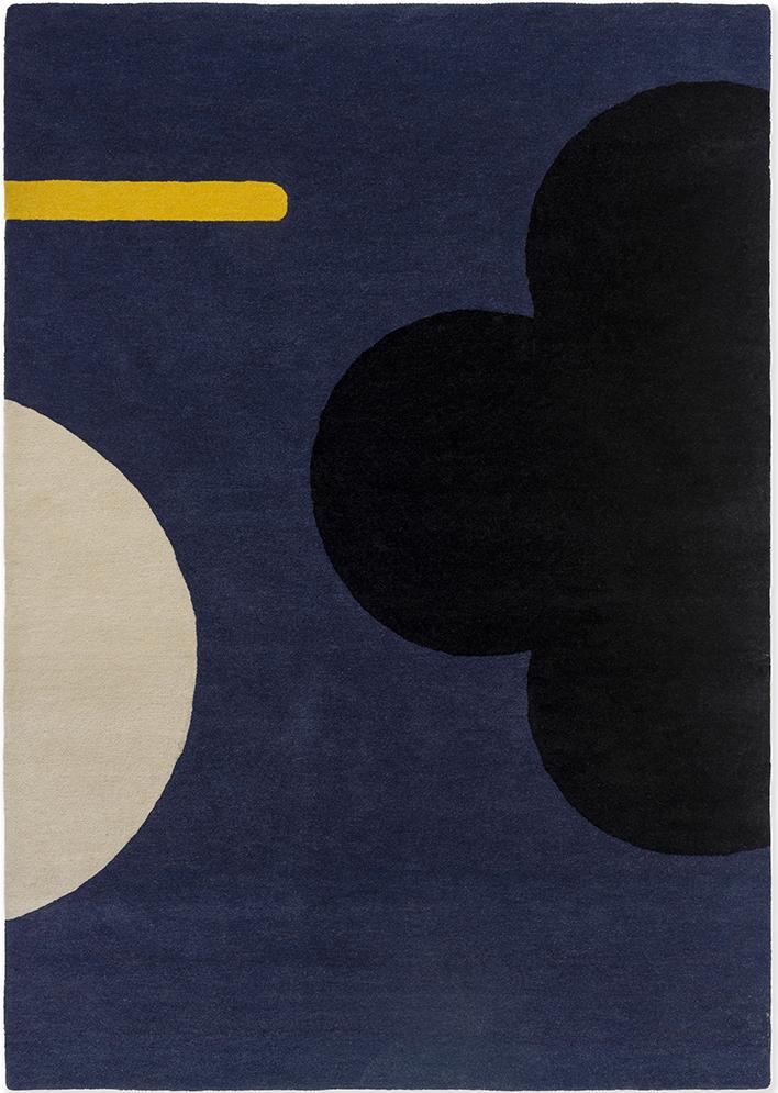 Flower Navy Designer Wool Rug