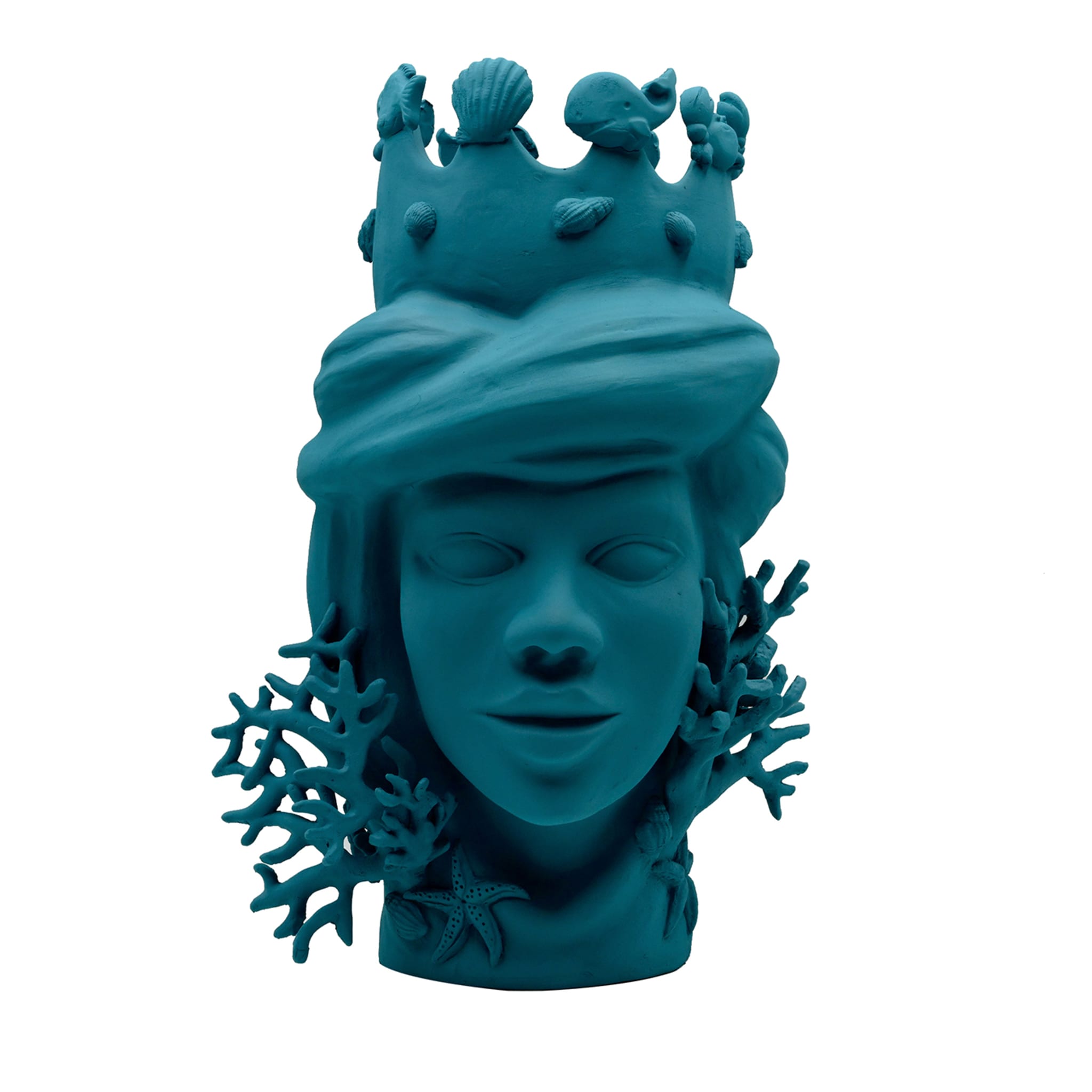 Moor's Head Teal Handmade Sculpture
