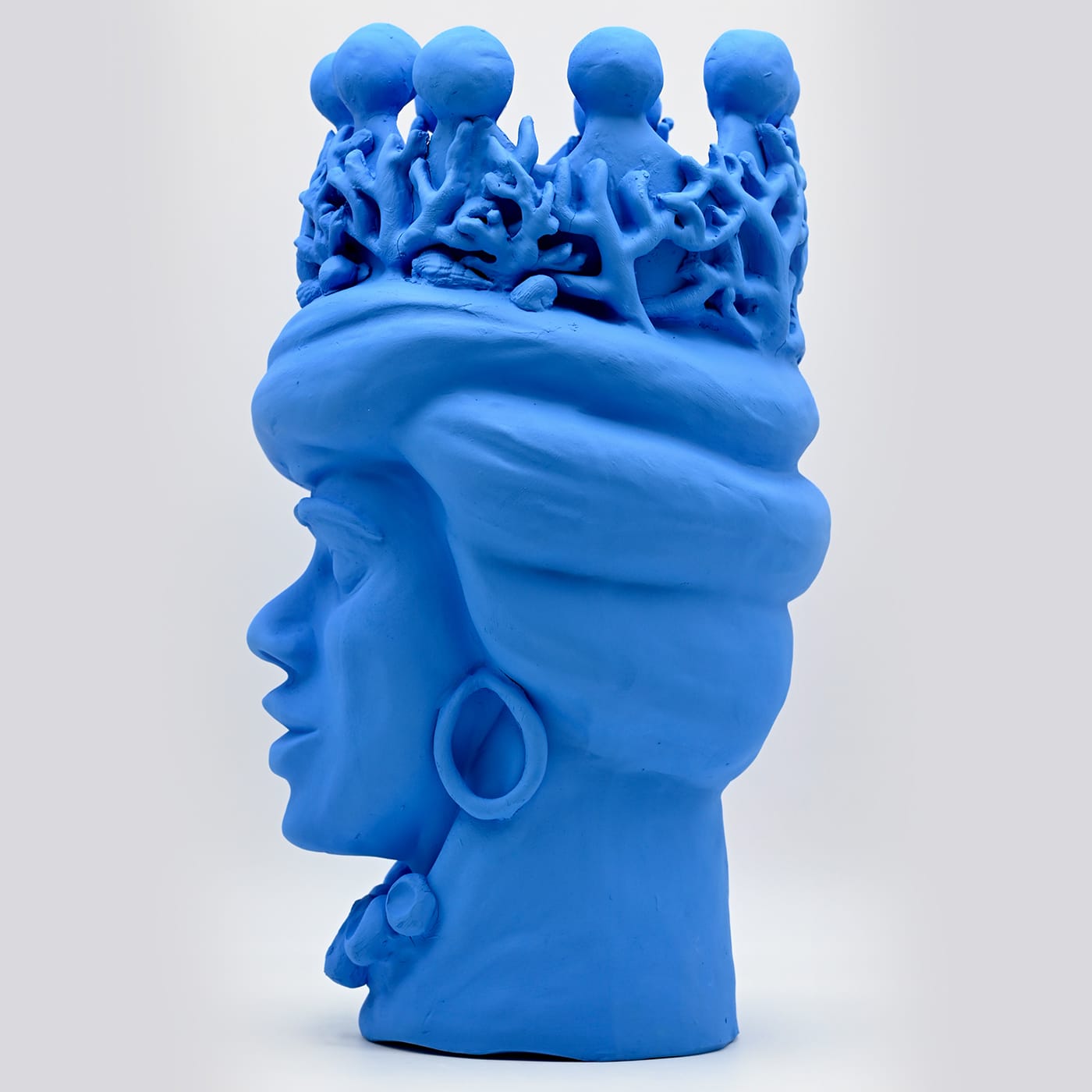 Moor's Head Light Blue Handmade Sculpture