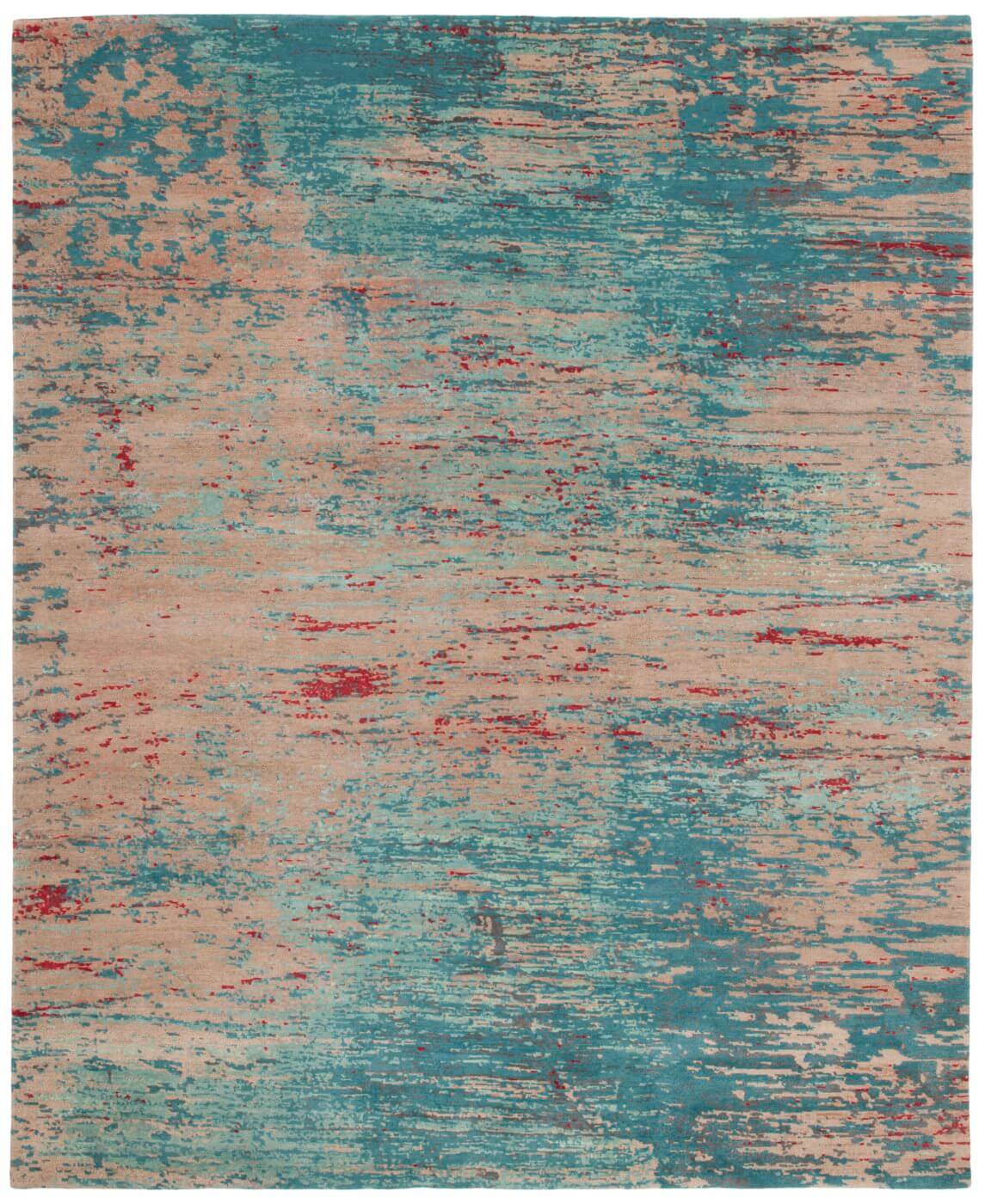 Hand-Knotted Artwork Blue Rug