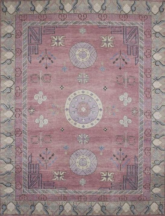 Khotan Hand Knotted Wool Purple Rug