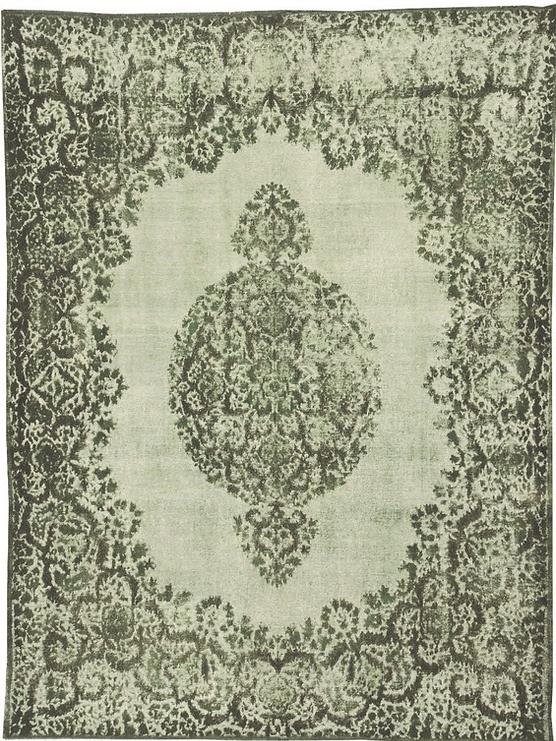 Green Hand Woven Vintage Rug