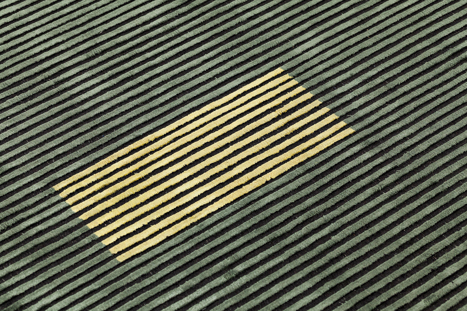 Hand Woven Viscose Striped Green Rug