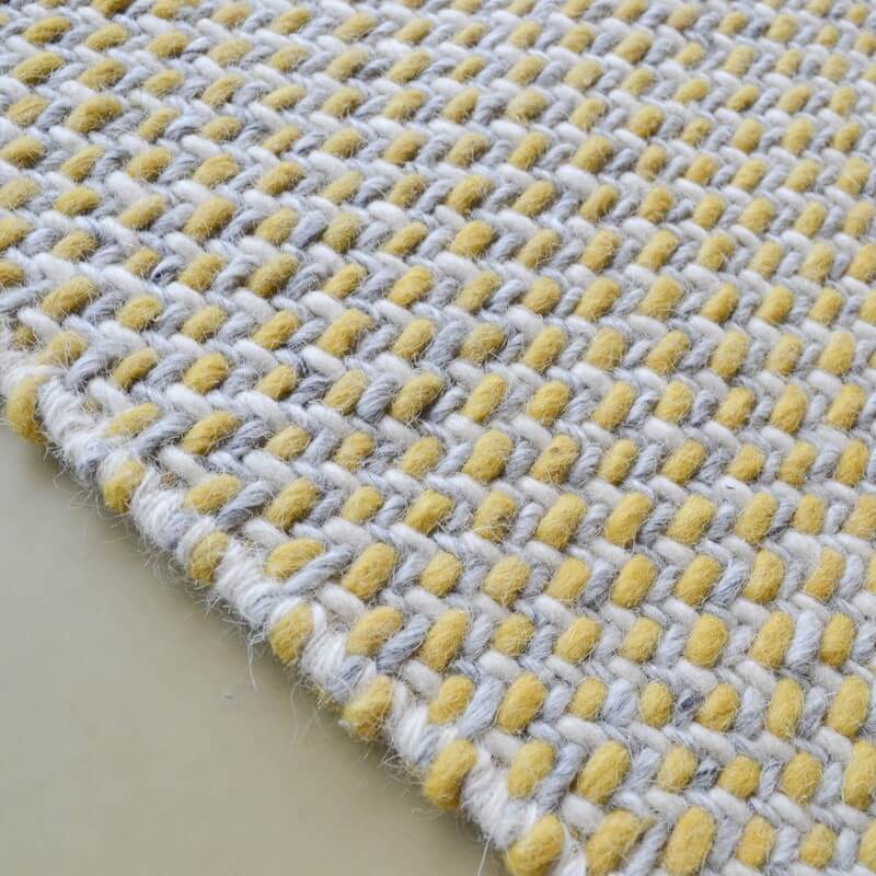 Hand-Woven Wool Yellow Rug