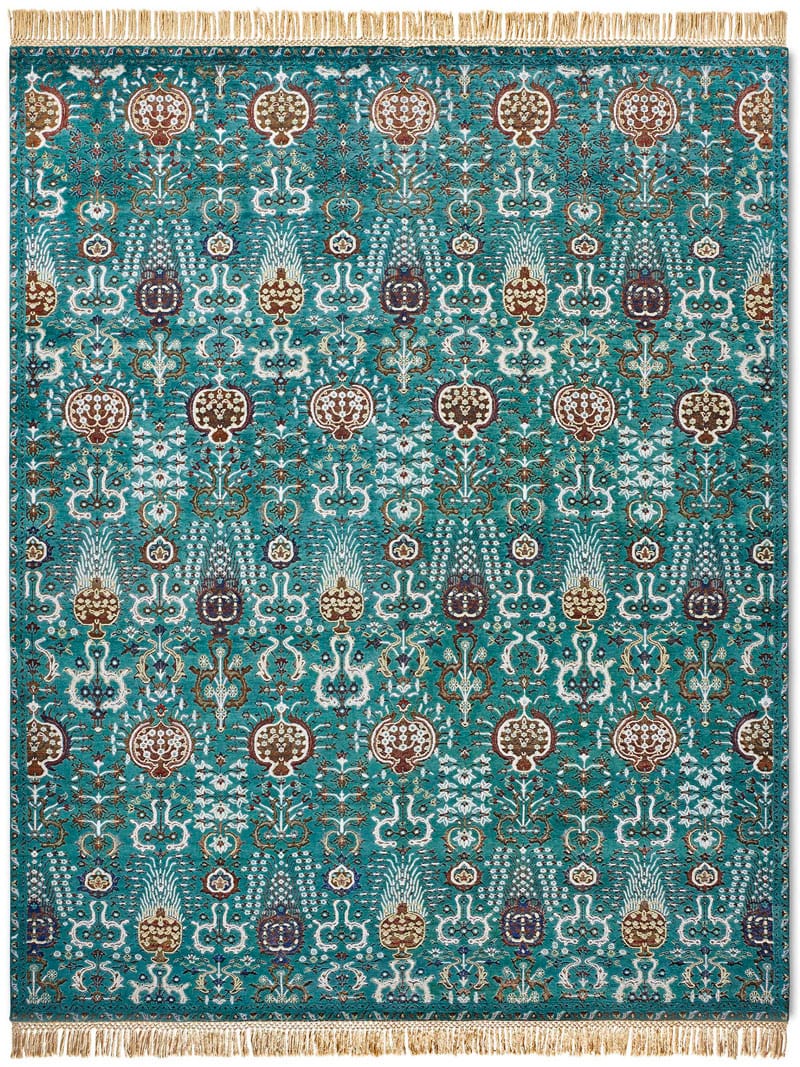 Isfahan Green Hand-Woven Rug