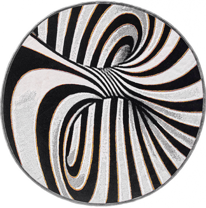 Gabriel Black & White Machine Woven Rug ☞ Size: 6' 5" x 9' 2" (195 x 280 cm)