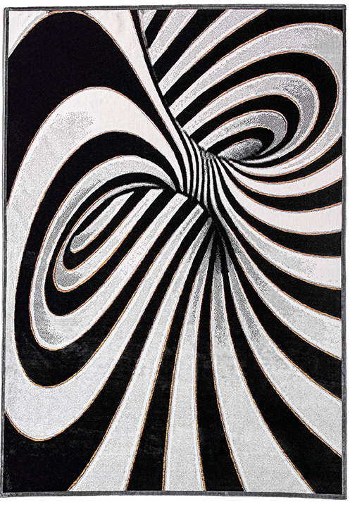 Gabriel Black & White Machine Woven Rug ☞ Size: 6' 5" x 9' 2" (195 x 280 cm)