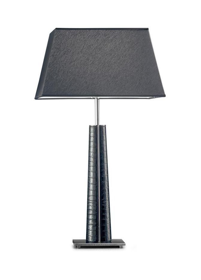 Chrome Leather Table Lamp