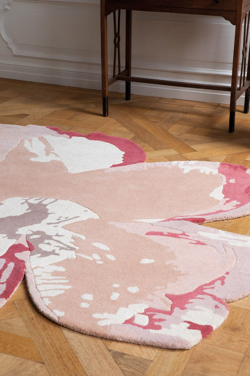 Magnolia Light Pink Designer Rug ☞ Size: Round 5' (Ø 150 cm)
