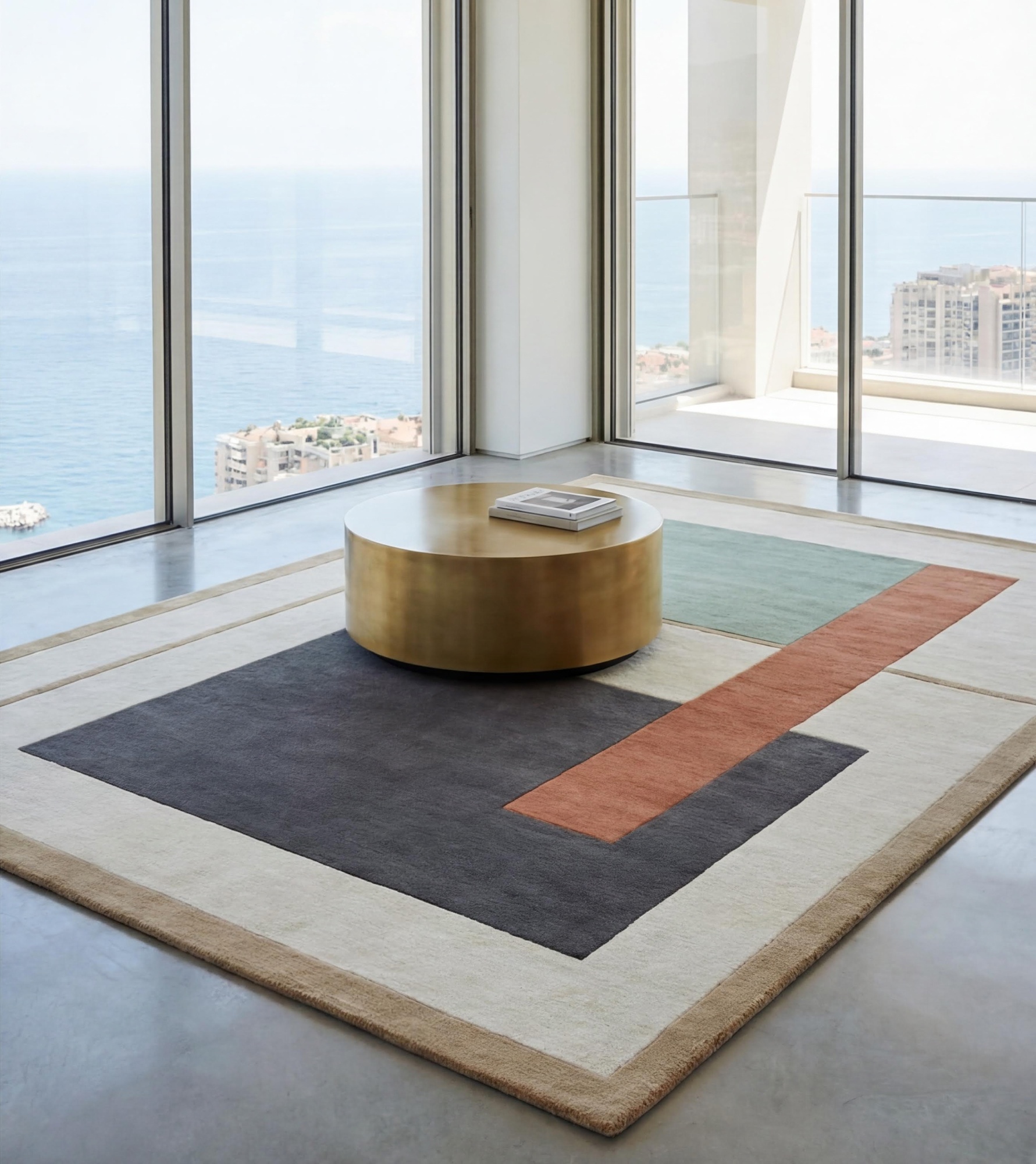 Geometric Block Forest Handcrafted Rug