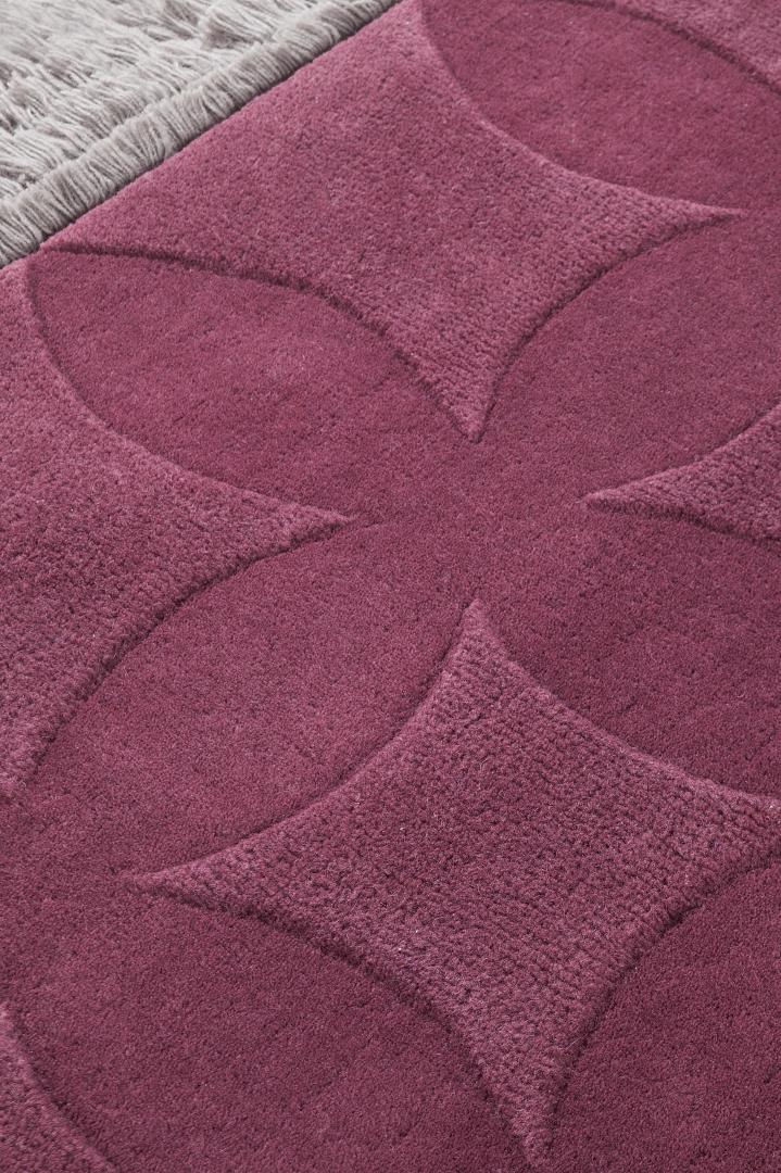 Wool Embossed Aubergine Handmade Rug