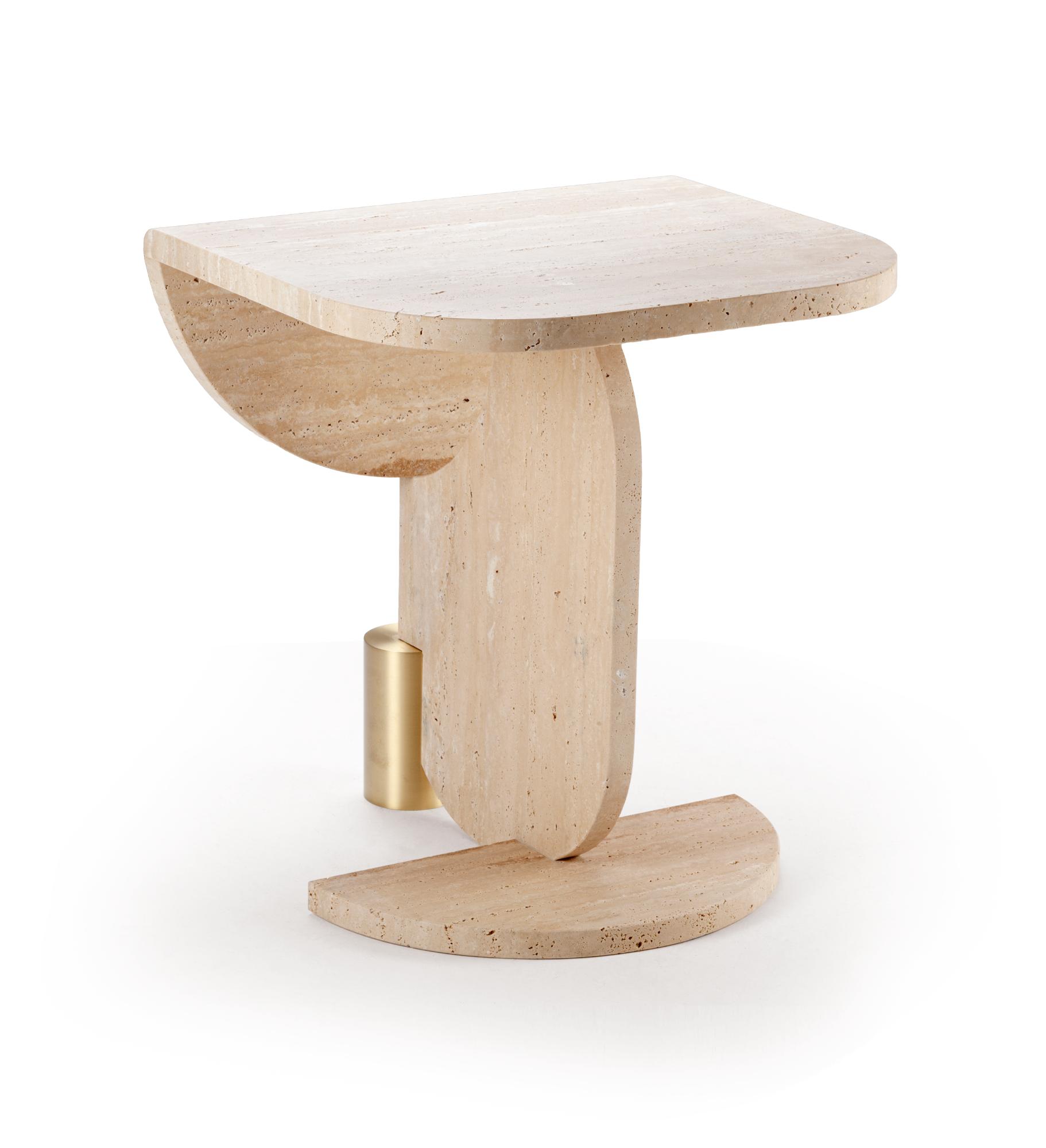 Playing Games Travertine Side Table