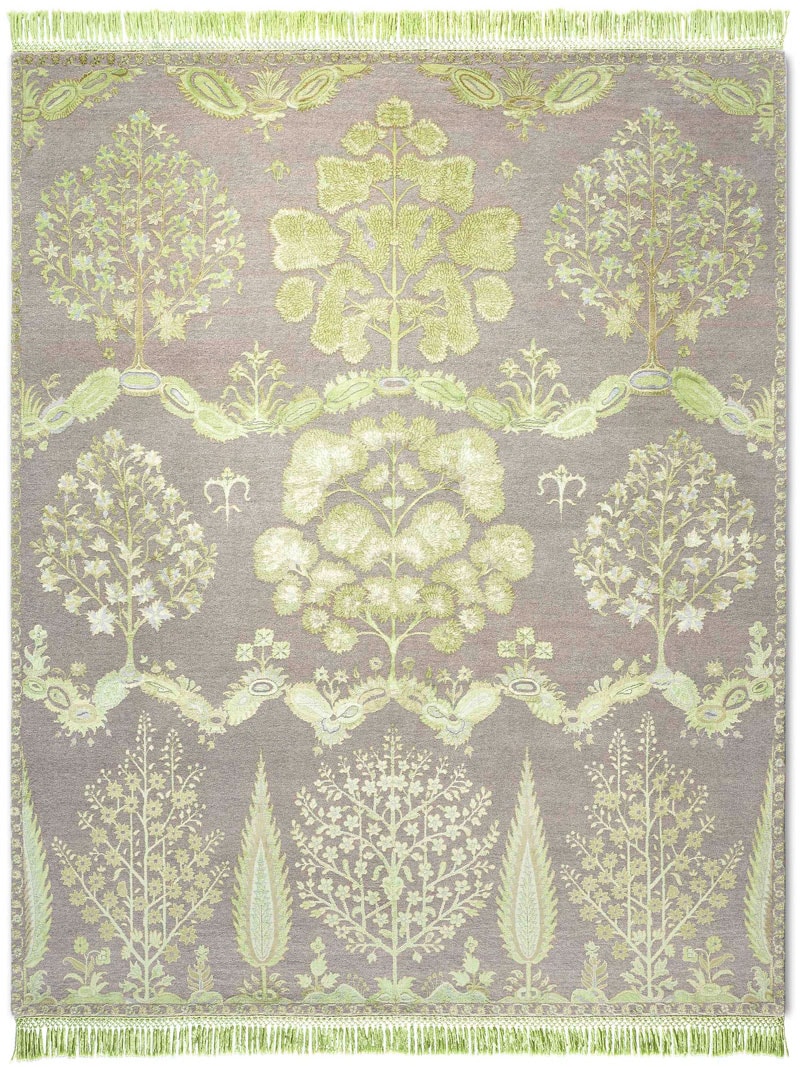 Mughal Green Hand-Woven Rug ☞ Size: 365 x 457 cm