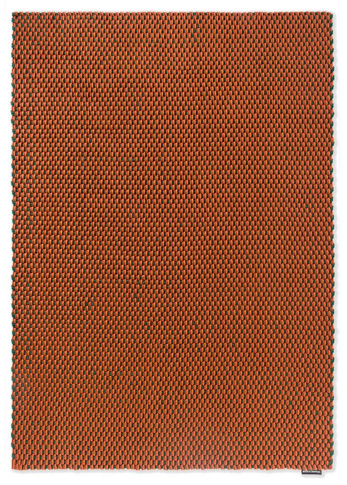 Braided Tri-Color Outdoor Rug in Bright Orange