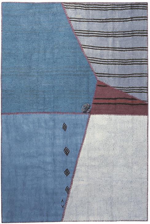 Patchwork Hemp Blue / Brown Rug