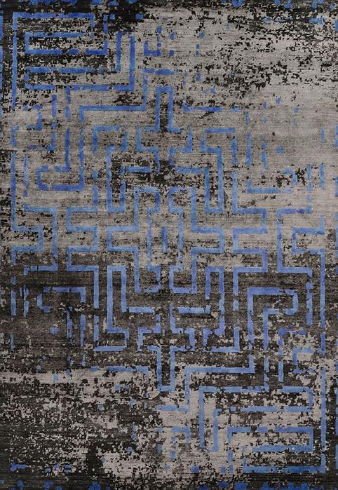 Handmade Luxury Bamboo Silk Abstract Indian Rug