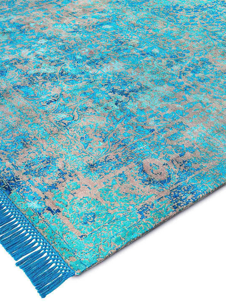 Electric Blue Hand Woven Rug