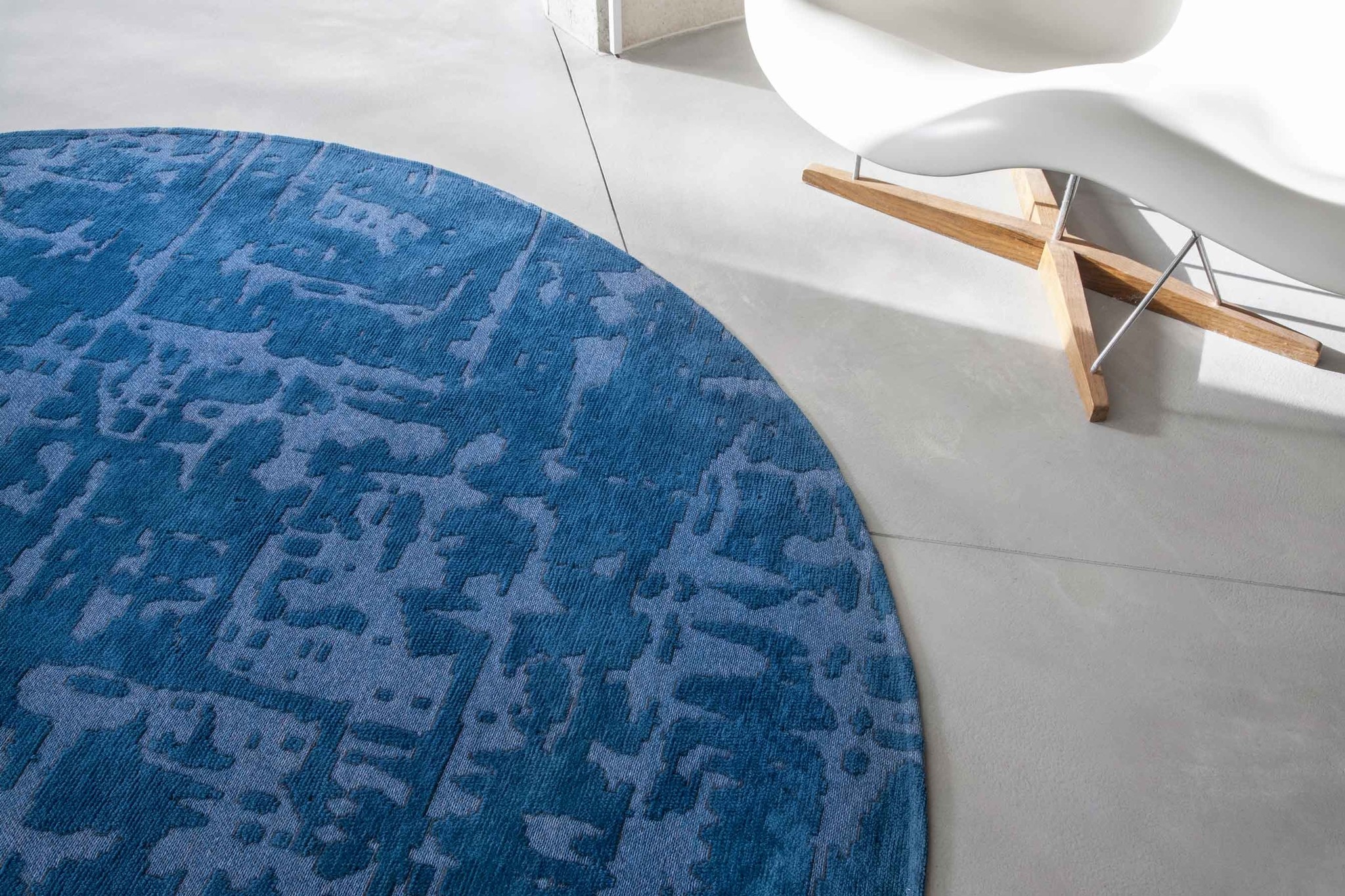 Abstract Blue Belgian Rug