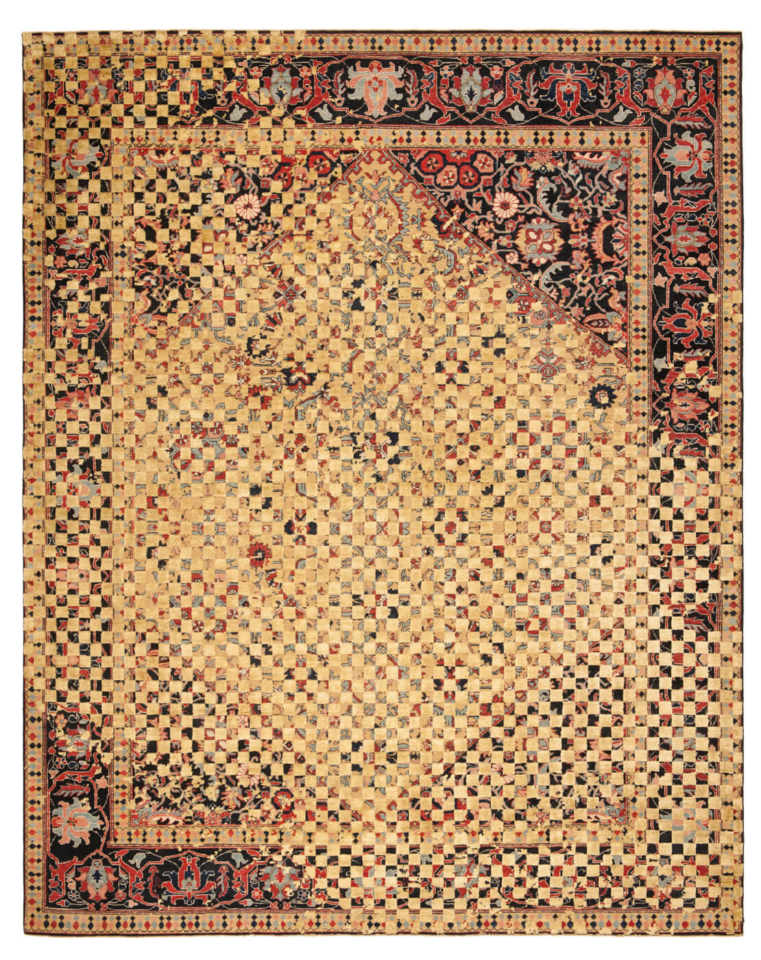 Yellow Hand Knotted Wool & Silk Rug