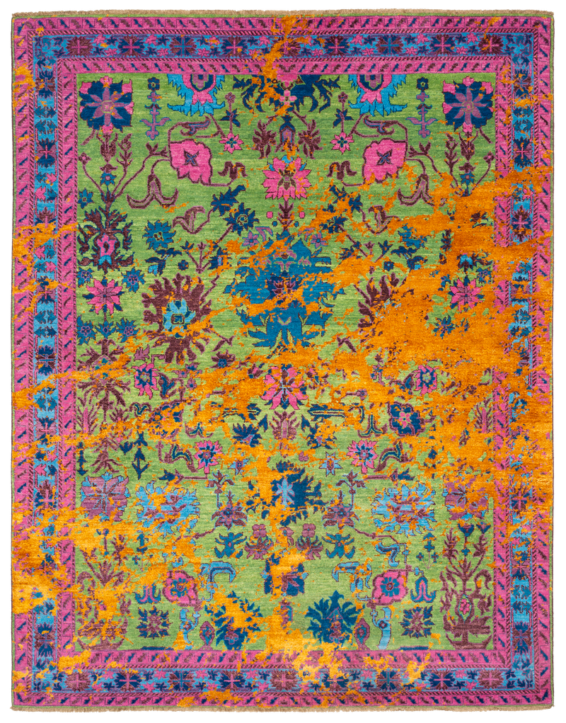Azer Green / Orange Hand-Knotted Rug