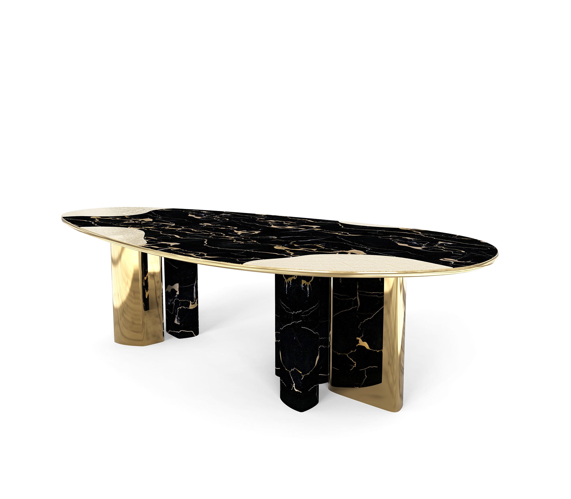 Athena Portoro Marble & Gold Dining Table