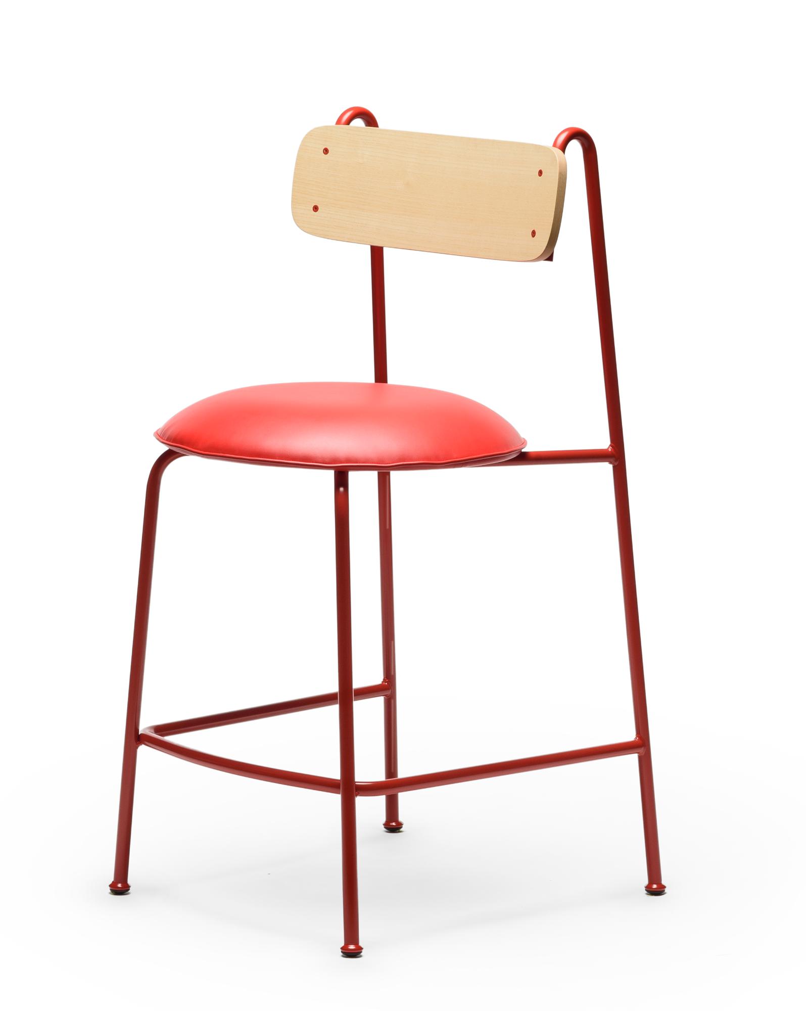 Lena SG-65 Red Ash Wood Bar Chair