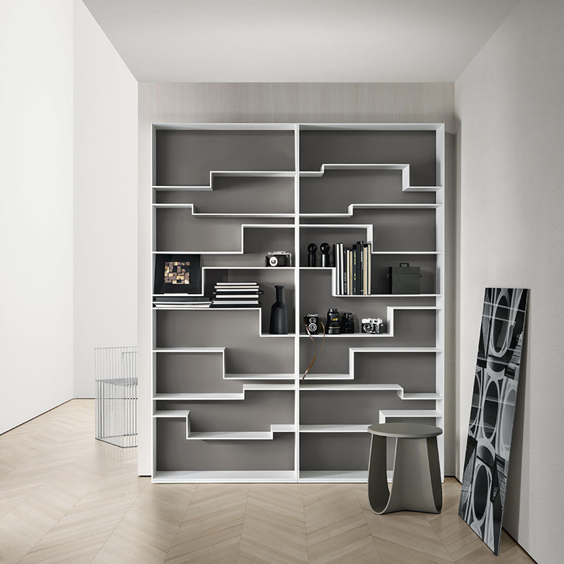 Melody Italian Crafted Bookcase | Backrest: Matt Lacquered White X042