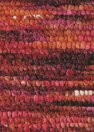 Orange Red Wool Handwoven Handmade Rug ☞ Size: 4' 7" x 6' 7" (140 x 200 cm)
