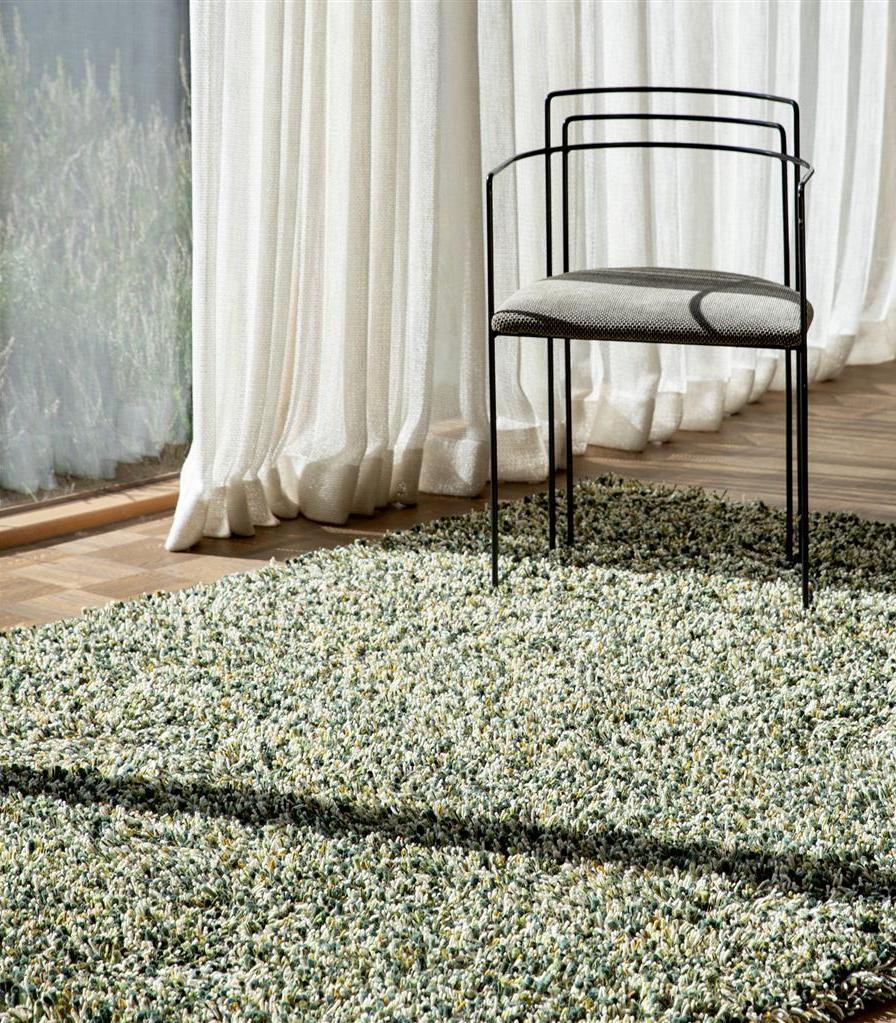 Shaggy Felted Wool Green Rug