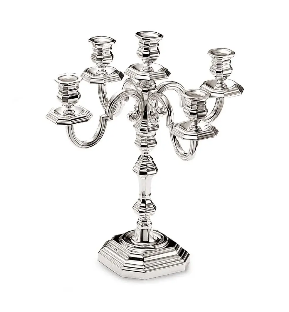 Silver-Plated Five-Light Octagonal Candelabrum