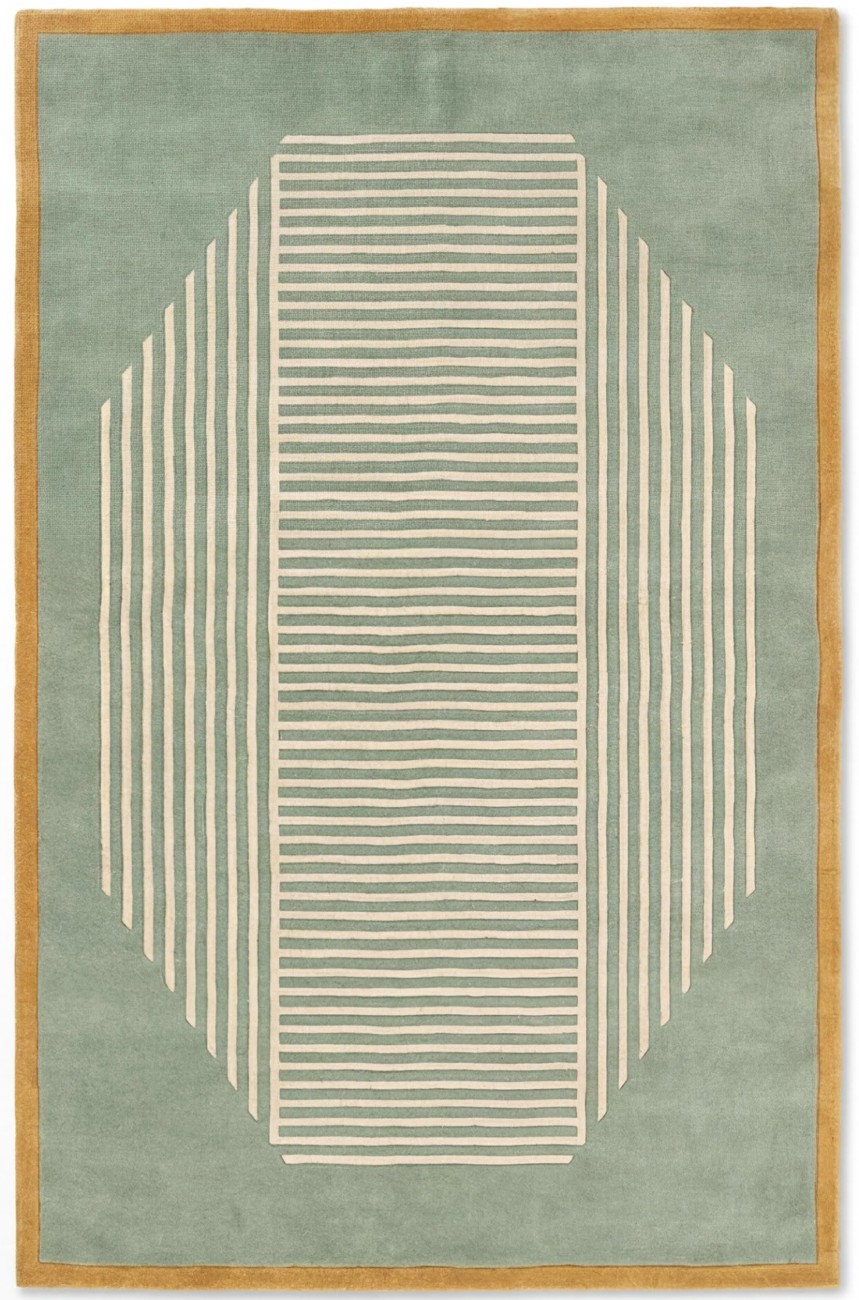 Octagon Lines Sage Artisan Rug