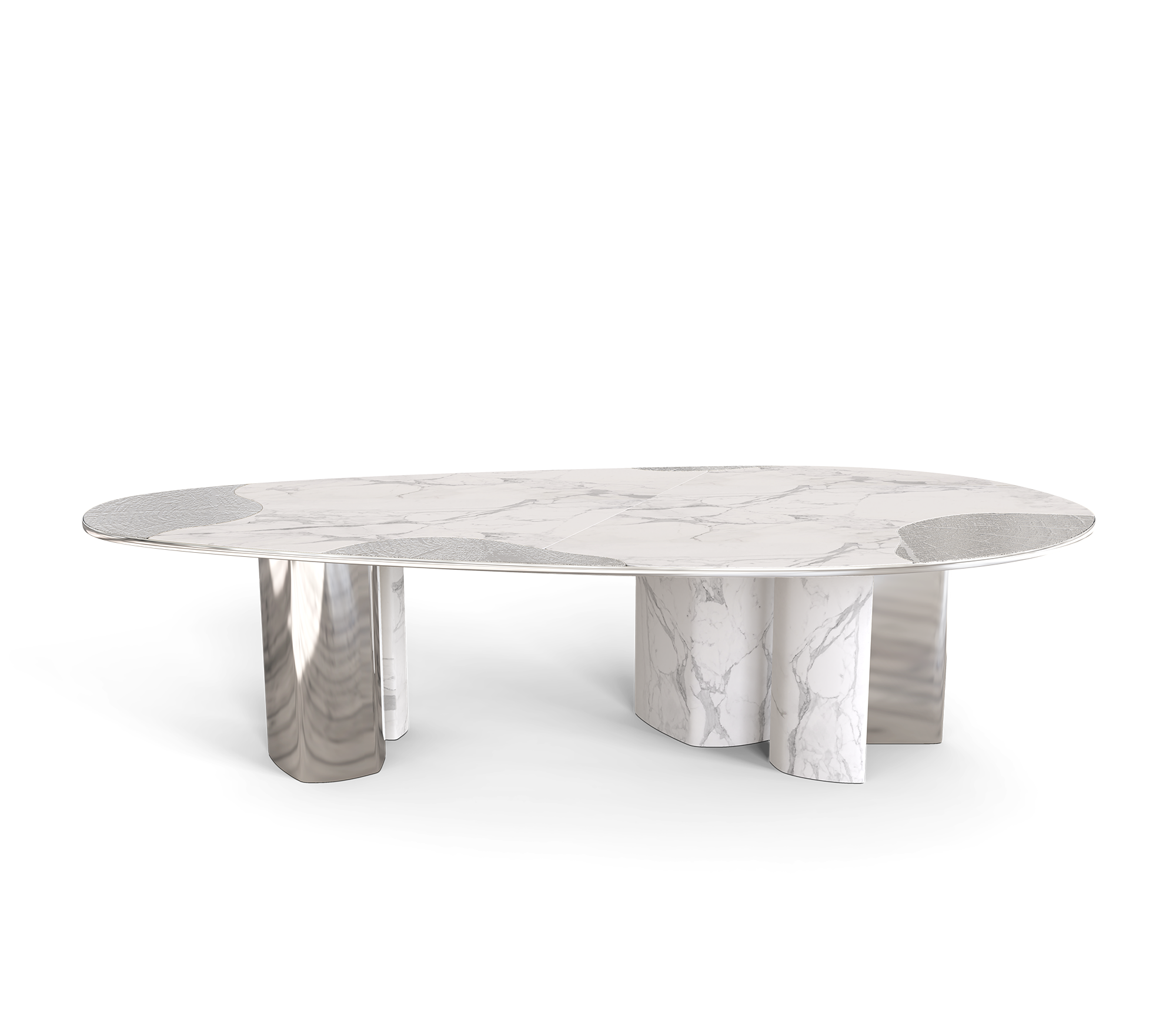 Athena Carrara Marble & Silver Dining Table