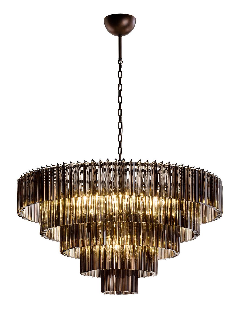 Round Chandelier with Smoky Chocolate Trihedrons
