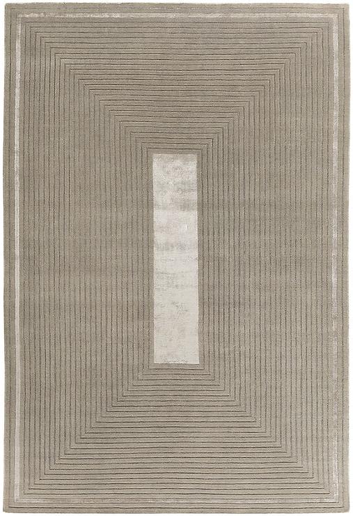 Hand-Knotted Beige Border Wool / Viscose Rug