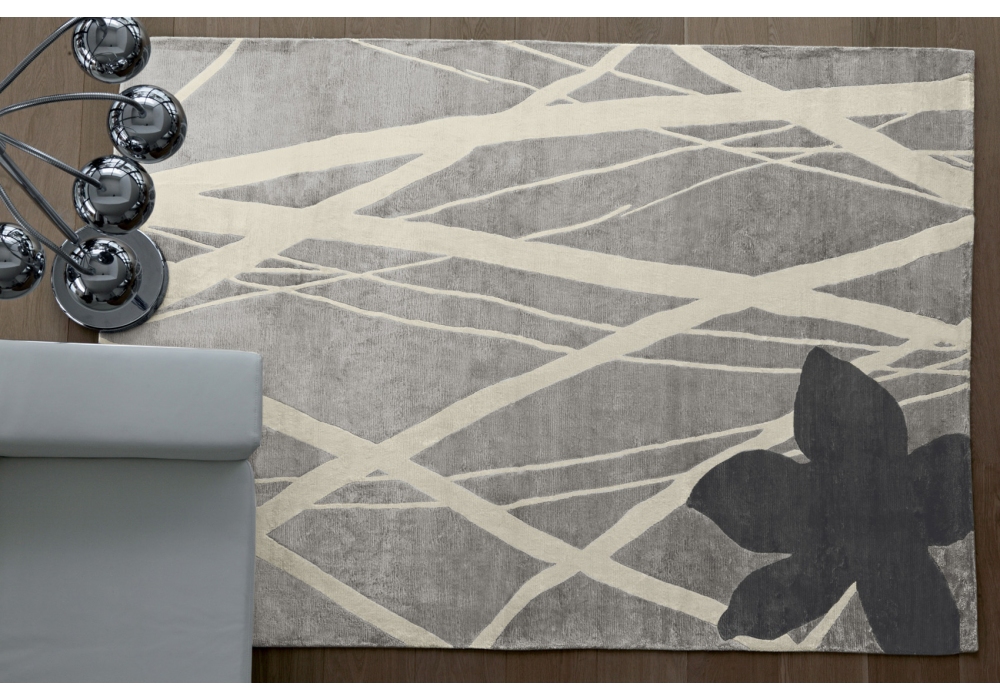 Grey Fields Viscose Hand-Knotted Rug