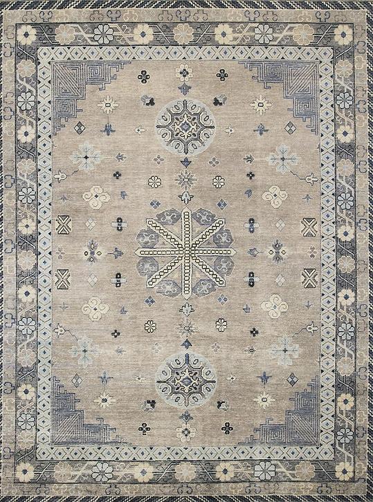 Khotan Hand Knotted Wool Rug