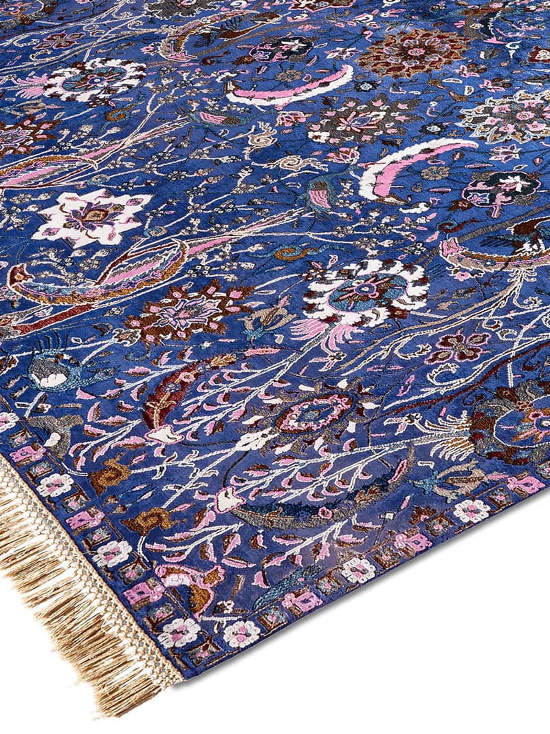 Kerman Blue Hand-Woven Rug ☞ Size: 274 x 365 cm