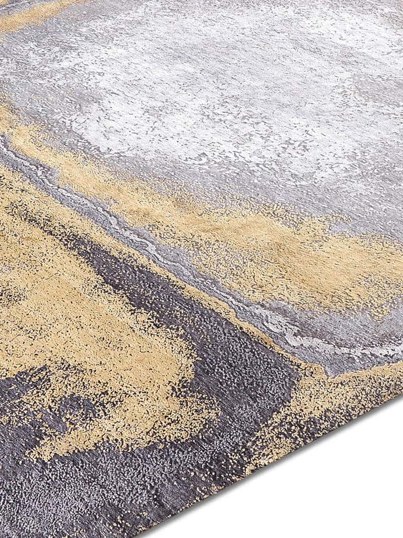 Gold on Grey Luxury Handmade Rug