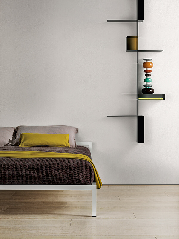 Randomissimo Italian Bookcase | Colour: Matt Painted White X053 | Configuration: Module B (Right) | Backrest: Grey