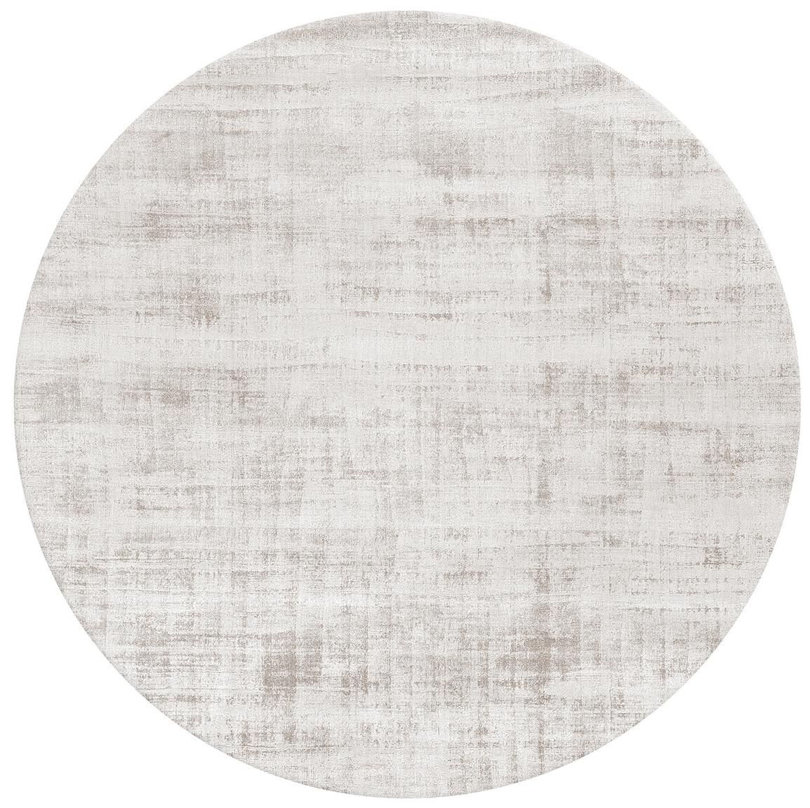 Off-White Round Silk Rug