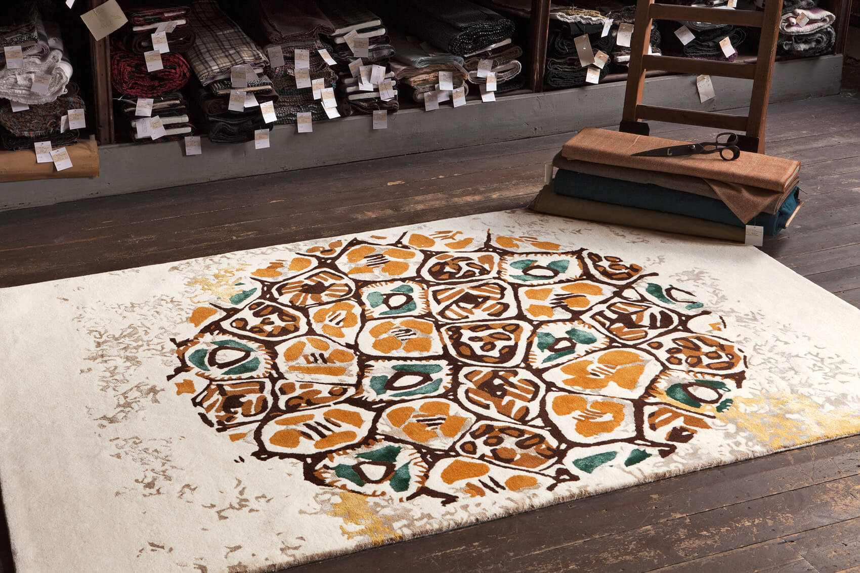 Mosaic col. Handwoven Rug ☞ Size: 5' 7" x 8' (170 x 240 cm)