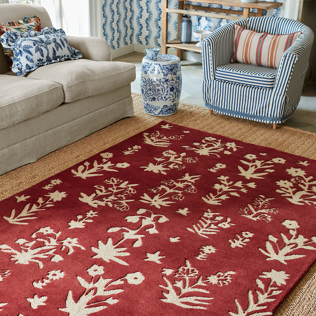 Woodland Glade Damson Red Rug