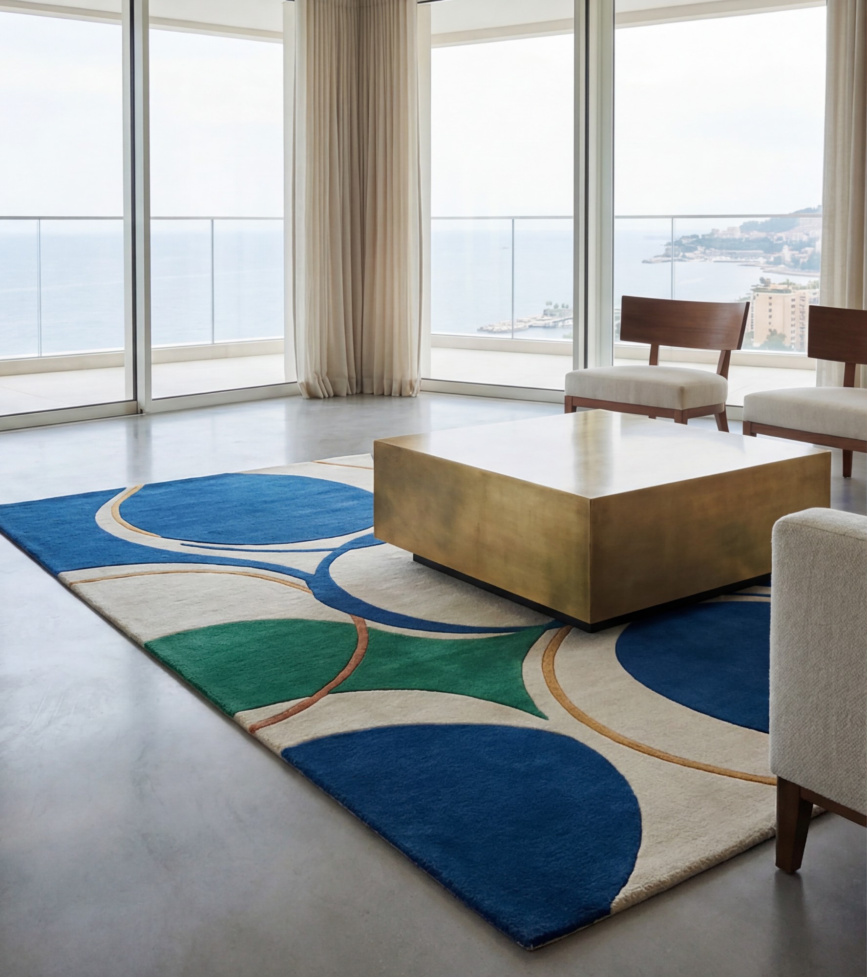 Emerald Orbits Handcrafted Rug
