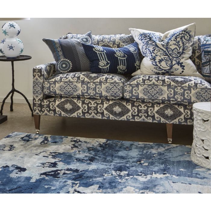 Abstract Floral Blue Rug